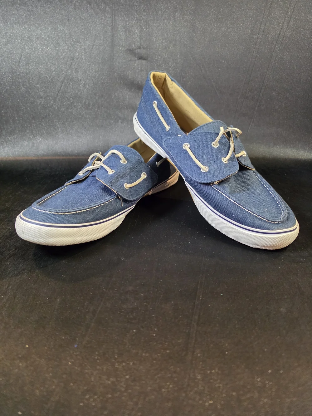 Men's Canvas Boat Shoes Blue Slip On Deck Casual Loafers Size 15W Wide